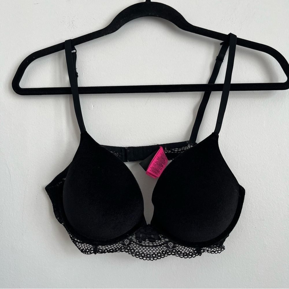 La SENZA Women Velvet Velour Lace Push-Up Bra Black 34C